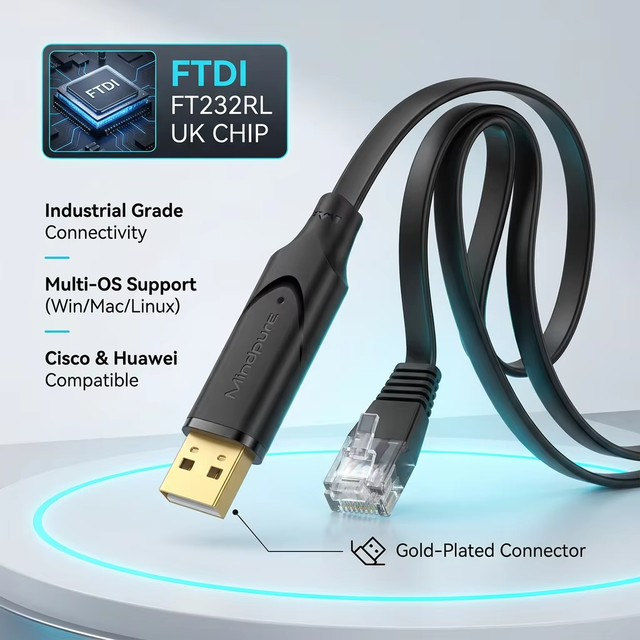 Mindpure USB to RJ45 Console Cable FTDI FT232RL Chip Debugging Serial Cord Compatible with Cisco HP Juniper Router Switch