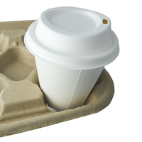 Porte-gobelets vert olive 2/4 tasses, plateau de transport jetable pour boissons chaudes ou froides