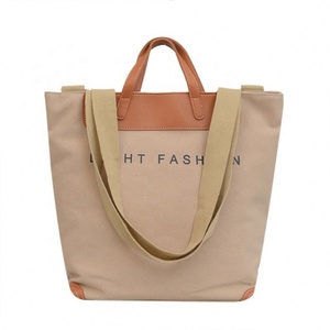 Vente en gros de sacs cabas en cuir artificiel avec poignée de designer personnalisés, grande capacité, fermeture éclair en toile de coton de grande taille, caractéristiques lettre - Product Image 5