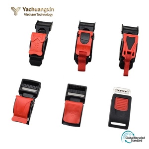 <b>Plastic</b> Adjustable Buckle with Pull Tab Red and Black Color User-Friendly Design for Bag Strap Use - Product Image 3