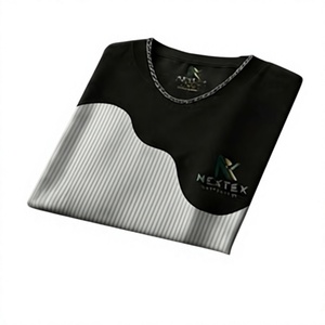 T-shirt thermique pour homme 100 % coton, noir et blanc, col rond, imprimé, style urbain, respirant, en tissu tricoté sur le devant, idéal pour l'été - Product Image 4