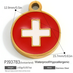 Breloques Pendentifs Personnalisées en Acier Inoxydable Drapeaux Nationaux USA Écosse Italie Caraïbes Voyage 192 Pays pour Bracelet Usine OEM - Product Image 5