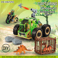 118 pièces DIY Scène de capture de dinosaures Mini-voitures Briques Blocs de construction Jeux de construction Jouet