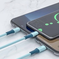Câble de charge rapide 3-en-1 en TPE vert avec conducteur en cuivre pur pour téléphones mobiles iOS, banques d'alimentation et imprimantes à codes-barres