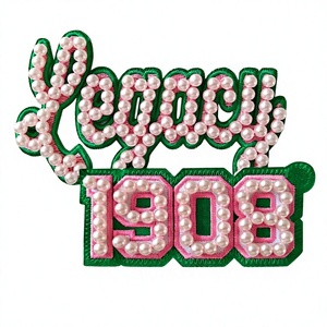 Sorority Legacy Round Sew-On Beading <b>Patch</b> with Characters | 3-5 Inch Custom Embroidered <b>Applique</b> for Greek Clothing Accessories - Product Image 1