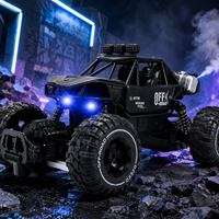 Camion RC tout-terrain avec effets de fumée simulée, recharge USB, lumières LED et carrosserie en alliage