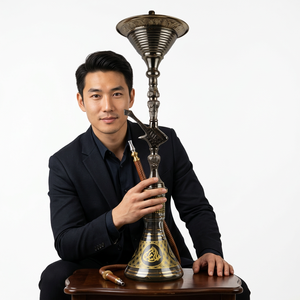 ฮุคก้า Khalil Mamoon ขนาด 91 ซม. – ดีไซน์รูปทรงกีตาร์สุดพิเศษ แกนทองเหลืองอียิปต์ ตกแต่งสีทอง - Product Image 2