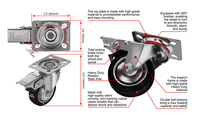 Roda Caster Industri Tugas Berat Buatan Cina, Roda Karet Elastis Hitam untuk Peralatan Truk Platform