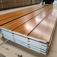 Panneaux sandwich extérieurs en polyuréthane Revêtement mural extérieur Isolation thermique Couleurs de grain de bois Résistant aux UV, pas de décoloration