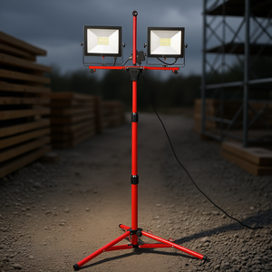 Lámpara de Trabajo LED de Doble Cabezal y 10000 Lúmenes con Soporte Ajustable de 27.6-68.1 Pulgadas, IP65 Impermeable, Trípode Plegable, Temperatura de Color de 5000K - Product Image 2