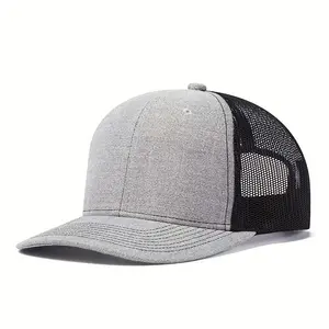 Wholesale Factory High Quality Unisex 6 Panel Flat Brim Cotton Sports Cap Mesh Custom Trucker Hat