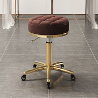 Mobilier de salon de haute qualité Chaise de coiffure réglable à 360 degrés avec roues Tabouret de salon doré
