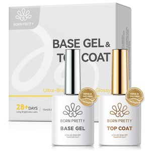 BORN PRETTY <span class=keywords><strong>Kit</strong></span> de vernis à ongles gel UV sans acide, base et top coat brillant, super brillant, anti-rayures, sans résidu, top coat gel diamant - Product Image 1