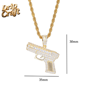Colgante de Pistola <span class=keywords><strong>Chapado</strong></span> <span class=keywords><strong>en</strong></span> <span class=keywords><strong>Oro</strong></span> Estilo Hip-Hop, Inspirado <span class=keywords><strong>en</strong></span> el Punk, <span class=keywords><strong>Cobre</strong></span> <span class=keywords><strong>Chapado</strong></span> <span class=keywords><strong>en</strong></span> <span class=keywords><strong>Oro</strong></span> con Zirconia, Alta Calidad, Venta al Por Mayor - Product Image 2