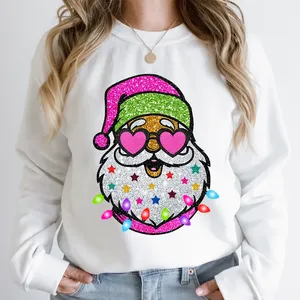 Lấp lánh long lanh giả <span class=keywords><strong>sequin</strong></span> Tuần Lộc Santa bougie Snowman Gingerbread Man giáng sinh thiết kế dtf Nhãn Dán Truyền nhiệt cho áo thun - Product Image 1
