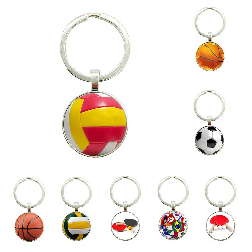 Neue Produkte Basketball Fußball Volleyball Tischtennis Edelsteine Tasche Anhänger Schlüssel anhänger Schlüssel ring halter