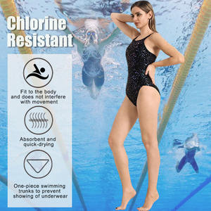 Costume da bagno da allenamento da donna con stampa stellata, top a canotta con spalline, design con schiena scoperta e vestibilità ad alta elasticità - Product Image 2