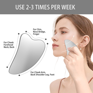 Grattoir en acier inoxydable personnalisé avec logo, grattoir facial Guasha, anti-âge, planche Gus Sha, massage du corps, du cou et du visage, outil Gua Sha - Product Image 4