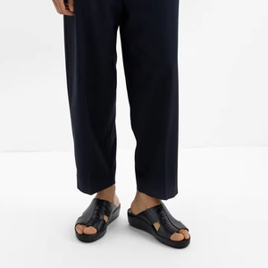 SHIKOL <span class=keywords><strong>pelle</strong></span> esotica sandali da uomo comodi fatti a mano neri italiani Premium in vera <span class=keywords><strong>pelle</strong></span> scarpe di lusso pantofole da uomo - Product Image 4