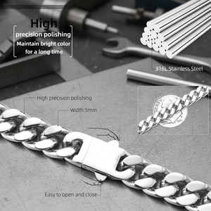 変色防止金メッキメンズキューバンチェーンステンレススチールメンズジュエリーチョーカーチェーンネックレス - Product Image 5