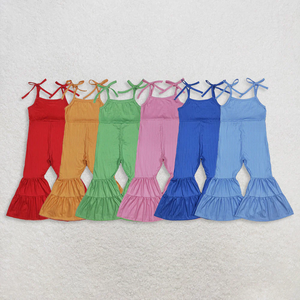 Combinaison sans manches unie à bretelles nouées et bas évasé pour bébés filles de 3 à 16 ans – Vente en gros - Product Image 1