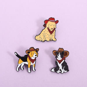 Divertido vaquero perro esmalte alfileres lindo dibujos animados vaquero sombrero perro broches decoración mochila solapa insignia joyería regalos para amor perro amigos - Product Image 1