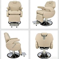 Chaise de coiffeur de salon pivotante à 360 degrés, inclinable hydrauliquement, en cuir, de qualité supérieure