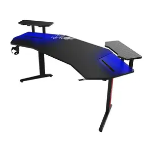 Großer Schreibtisch RGB Spielplatz Eck E-Sport Computer Spieltisch Hersteller schwarz PC Tisch für Gamers mit LED, Streamer