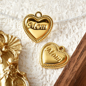 Juego de Dijes de Corazón de Acero Inoxidable Chapado en Oro, Colgante de Mariposa para Mamá, Accesorios de Joyería DIY para el Día de la Madre - Product Image 2