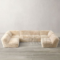 Canapé Sectionnel Modulable en Fausse Fourrure Moelleuse Moderne et de Luxe en Forme de L pour Salon de Maison, Hôtel, Bureau et Réception