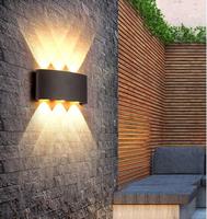 Applique murale extérieure moderne en aluminium IP65 6W, éclairage mural extérieur étanche haut et bas, lampe murale LED extérieure