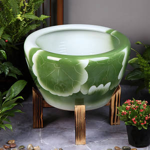 <span class=keywords><strong>ปลาทอง</strong></span>เซรามิกจิ่งเต๋อเจิ้น พร้อมฐานไม้เนื้อแข็ง ดีไซน์ภูมิทัศน์จีน ตู้ปลาขนาดใหญ่สำหรับใช้ในสวน - Product Image 2