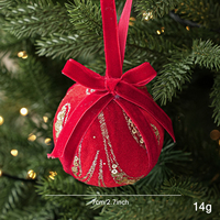 7cm Samt-Pailletten Weihnachtskugel Ornament Bruchsicher Stoffumwickelt mit Schleife Christbaumkugel Weihnachtsbaum-Dekoration Festliche Partydekoration