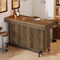 Table de bar de 57,48 pouces, table de pub industrielle de hauteur comptoir avec rangement à 2 niveaux, unité de bar rectangulaire pour la maison avec repose-pieds en métal