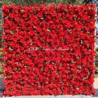 Mur de fleurs artificielles DKB fait main en soie, motif lotus orange multicolore, 8x8 pieds, enroulable, pour décoration d'événements