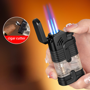 Fuerte potencia de fuego Jet 3 llama a prueba de viento antorcha encendedor de cigarros recargable butano único encendedor de cigarrillos - Product Image 2