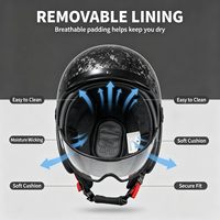 Nouveau casque moto rétro en fibre de carbone avec visière intégrée dissimulée - Coque forgée authentique - Casque ouvert pour moto de rue - EPS