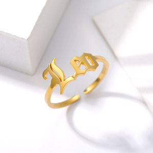 Bagues ajustables tendance en acier inoxydable plaqué or 18 carats PVD, non ternissables, avec signes du zodiaque (12 constellations), bijoux pour femmes - Product Image 4