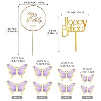 3D Geburtstagstorten-Deko in Lila und Gold mit Schmetterlingen für Mädchen, Frauen, Geburtstagsfeiern, Hochzeiten und Babypartys