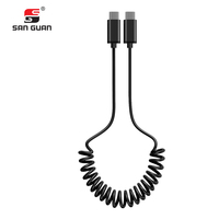 CE/FCC/ROHS USB Tvpe C Cable Diseño de resorte duradero Almacenamiento fácil Transferencia de datos de carga rápida para uso en automóvil/dispositivos Apple