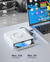 Drive CD/DVD RW Eksternal USB 3.0 Pembaca/Penulis Drive Optik Portabel untuk Laptop Desktop PC Mac Windows 11 MacOS Linux