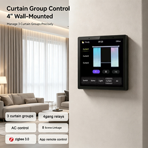 Tuya Zigbee 4英寸智能触摸控制面板墙壁开关4路继电器窗帘空调灯场景4合1开关屏幕调光开关 - Product Image 5