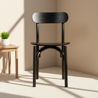 Chaise de salle à manger ergonomique minimaliste italienne en bois massif, dossier noir, design corne, écologique, pour villa, hôtel, maison, bureau