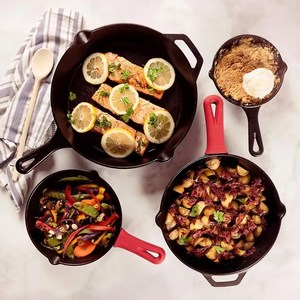 Premium 4pcs <strong>Cast</strong> Iron Cookware 6&quot; 8&quot; 10&quot; <strong>12</strong>&quot; <strong>Cast</strong> Iron <strong>Round</strong> Skillet Frying Pan Set