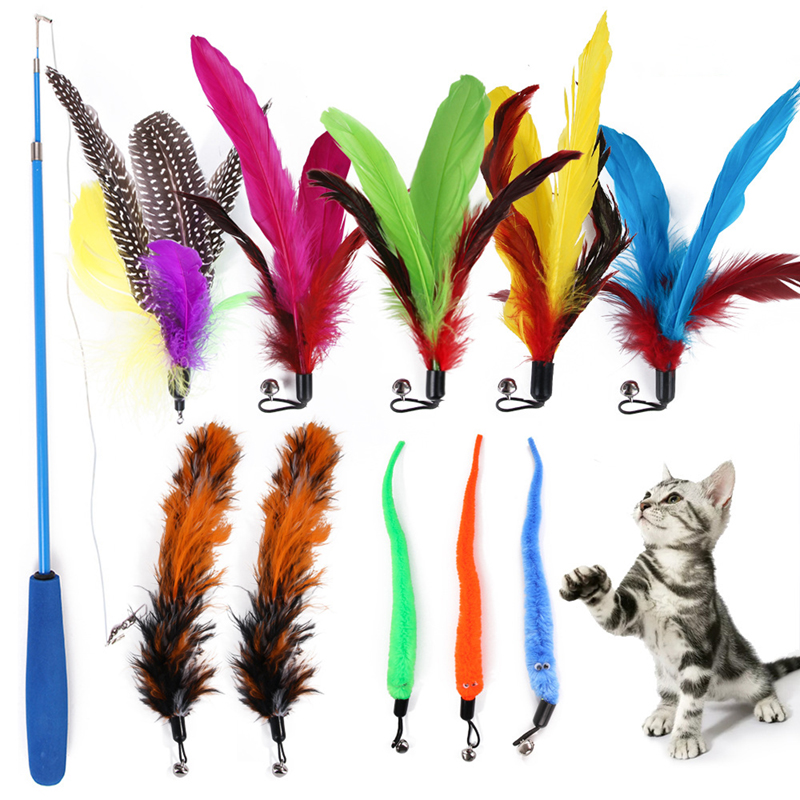 manufacturer wholesale high quality 11 items interactive cat feather toys set
