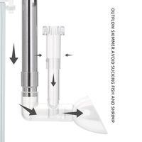 AQUAPRO NVS Ensemble de skimmers écologiques en acier inoxydable argenté pour l'élimination des huiles, accessoires pour tuyaux d'entrée et de sortie d'aquarium