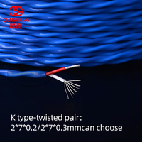 Kabel Ekstensi Sensor Suhu Tahan Suhu Tinggi Berisolasi FEP, Kawat Termokopel Multi-strand Tipe K, Pasangan Terpilin