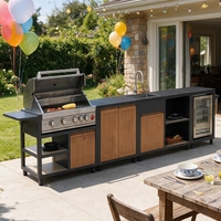 Ensemble de cuisine extérieur en acier inoxydable 304, écologique, résistant à l'humidité, avec barbecue à gaz et évier, pour patio et jardin (OEM/ODM)