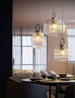 Lustre en verre rétro créatif de luxe de style industriel pour Restaurant Bar Design simple Éclairage suspendu moyen