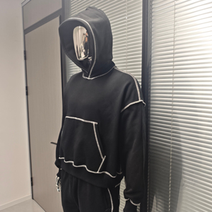 Sudadera de Lujo de Alta Calidad Personalizada OEM para Hombre, Sudadera con Capucha de Corte Cuadrado con Costuras en Contraste, Sudadera con Costuras Invertidas para Hombre - Product Image 2